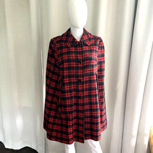 Pendleton Vintage Red Tartan Plaid Wool Cape